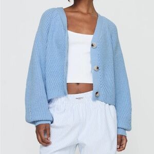 Blue Button-Up Women's Sweater